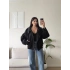 Kruvaze Oversize Bomber Ceket - SİYAH