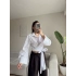 Kruvaze Yaka Kuşaklı Gömlek - BEYAZ