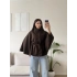 Kuşaklı Düğmeli Oversize Panço - KAHVE