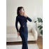 Kuşaklı Toka Detay Elbise - LACİVERT