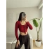 Kuşgözü Crop Bluz - BORDO