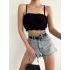 Lastikli Büzgülü Crop-SİYAH