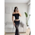 Madonna Crop & Dantel Pantolon Takım - SİYAH