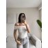Madonna Yaka Büzgülü Bluz - BEYAZ