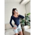 Marka Kare Yaka Bodysuit - LACİVERT