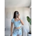 Marka Kare Yaka Crop - MAVİ