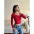 Metal Tokalı Fit Bluz - KIRMIZI