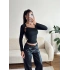 Metal Tokalı Fit Bluz - SİYAH
