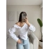Omuz Açık Asimetrik Gömlek - BEYAZ