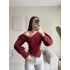 Omuz Açık Asimetrik Gömlek - BORDO