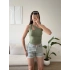 Omuz Burgu Crop - YEŞİL