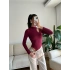 Buzzy Kumaş Damla Bodysuit- BORDO