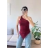 Omuz Dekolte Asimetrik Bluz - BORDO