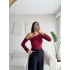 Omuz Dekolte Crop - BORDO