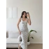 Ön Arka Kare Puantiyeli Elbise - BEYAZ