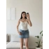 Ön Bağcık Askılı Bodysuit - BEYAZ