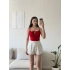 Ön Bağcık Askılı Bodysuit - KIRMIZI