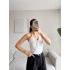 Ön Bağcıklı Boyun Askılı Bodysuit - BEYAZ