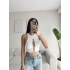 Ön Bağcıklı Kuşgözü Crop - BEYAZ
