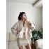 Oversize Bel Lastik Deri Ceket - BEJ