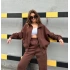 Oversize Cep Detay Unisex Hırkalı Eşofman Takımı-KAHVE