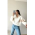 Parçalı Yarasa Kol Oversize Hırka-BEYAZ