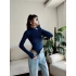 Parmak Geçmeli Balıkçı Bodysuit - LACİVERT