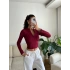 Parmak Germeli Fermuar Crop - BORDO