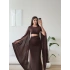 Pelerin Kol Tokalı Maxi Elbise - KAHVE