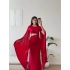 Pelerin Kol Tokalı Maxi Elbise - KIRMIZI