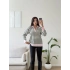 Polo Yaka Fermuar Çizgili Sweat - PEMBE