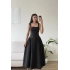 Poplin Kare Yaka Prenses Elbise - SİYAH