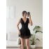 Rosalie Korse Detaylı Katlı Mini Elbise - SİYAH