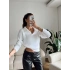 Sakallı Polo Yaka Crop - BEYAZ