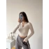 Şardonlu Fermuar Detay Crop Bluz-VİZON