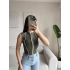 Şerit Fermuar Crop - HAKİ