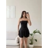 Simli Straplez Şortlu Elbise - SİYAH