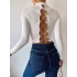 Sırt Bağcıklı Sandy Crop Bluz-BEYAZ