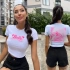 Sırt baskılı Barbie Crop T-shirt-BEYAZ