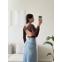 Sırt Dekolte Tokalı Bodysuit - KAHVE