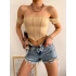Sırt Fermuar Omuz Detay Crop-BEJ