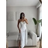 Tokalı Straplez Elbise - BEYAZ