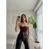 Straplez Büzgülü Crop - KAHVE