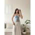 Straplez Ön Büzgü Crop - MAVİ