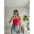 Tek Omuz Çapraz Crop - FUŞYA