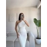 Tek Omuz Crop & Etekli Takım - BEYAZ
