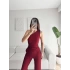 Tek Omuz Crop & Pantolon Takım - BORDO