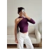 Tek Omuz Fularlı Bluz - MOR