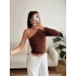 Tek Omuz Kuşaklı Crop - KAHVE