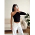 Tek Omuz Kuşaklı Crop - SİYAH